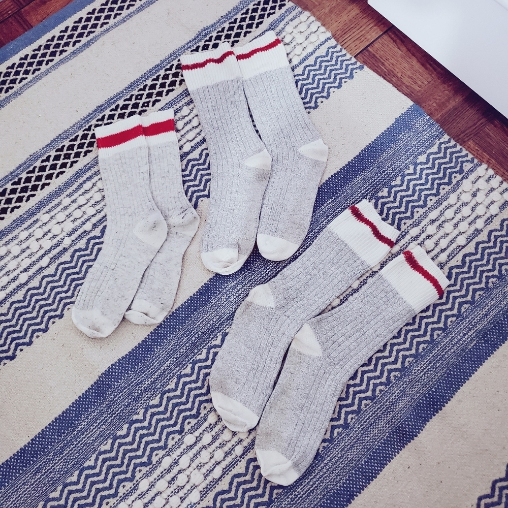 FREE with PURCHASE- Gray and White Boot Socks with Red Stripe